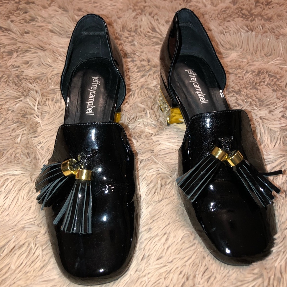 Jeffrey Campbell Black Patent Show with Jewel Heel